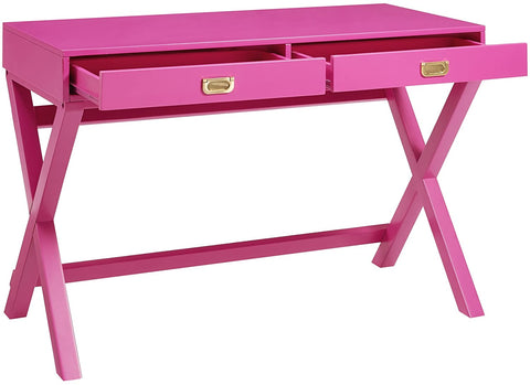 Oakestry PG138RSP01U Oakestry Home Decor Peggy Raspberry Pink Writing Desk Desk, Raspberry Pink, 44&#34;W x 20&#34;D x 30&#34;H