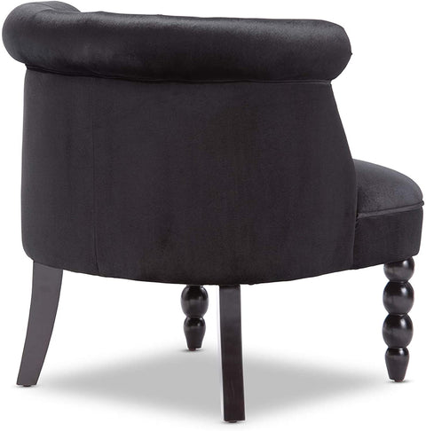 Oakestry Oakestry Flax Victorian Style Velvet Fabric Upholstered Vanity Accent Chair, Large, Black