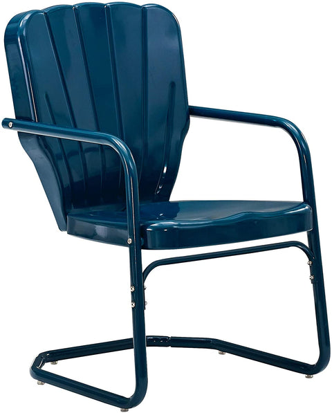 Oakestry KO10012NV Ridgeland Retro Metal 3-Piece Seating Set with 2 Chairs and Side Table, Navy