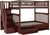 Oakestry Columbia Staircase Bunk Bed with Raised Panel Bed Drawers, Full/Full, Walnut