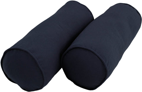 Oakestry Corded Microsuede Bolster Pillows (Set of 2), 20&#34; x 8&#34;, Navy