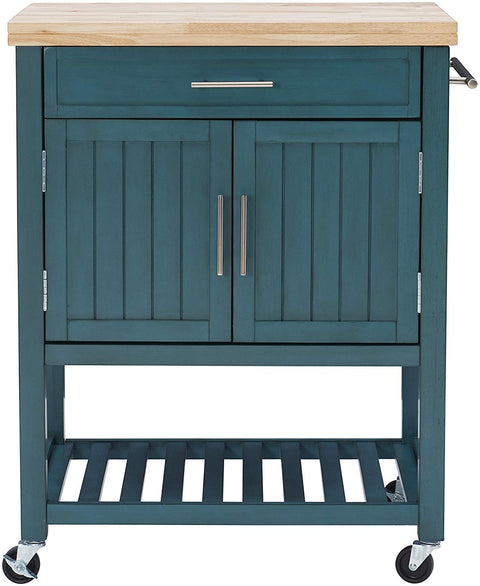 Oakestry Furniture Conrad Kitchen Cart, Teal