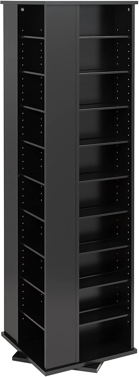 Oakestry Large Four-Sided Spinning Tower Storage Cabinet, Black