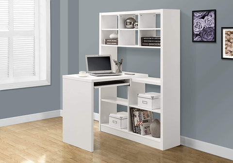 Oakestry I Storage-Bookcase Left Or Right Set Up-Corner Desk with Multiple Adjustable Shelves, 60&#34;L, Cappuccino