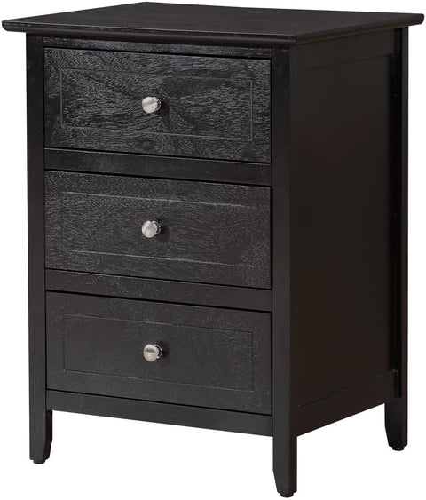 Oakestry 3 Drawer Nightstand, Black