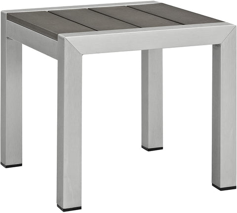 Oakestry Shore Aluminum Outdoor Patio Side Table in Silver Gray