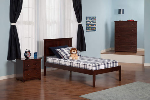 AFI Madison Platform Bed with Open Footboard and Turbo Charger, Twin, Walnut