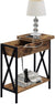 Oakestry Tucson Flip Top End Table with Charging Station and Shelf, Barnwood/Black