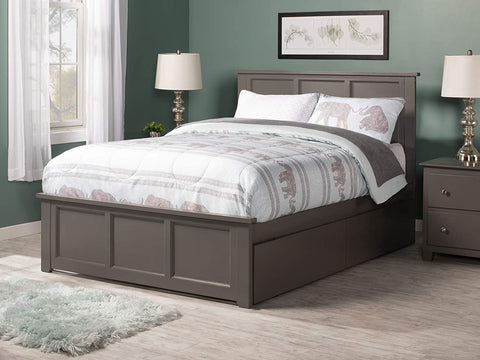 AFI Madison Platform Matching Footboard and Turbo Charger with Urban Bed Drawers, Full, Grey