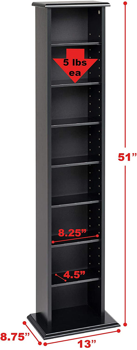 Oakestry Slim Multimedia Tower Storage Cabinet, Black