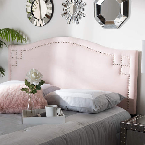 Oakestry Aubrey Modern and Contemporary Light Pink Velvet Fabric Upholstered Full Size Headboard