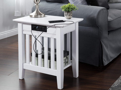 Oakestry Mission End Table, Chair Side (22&#34; x 14&#34;), White