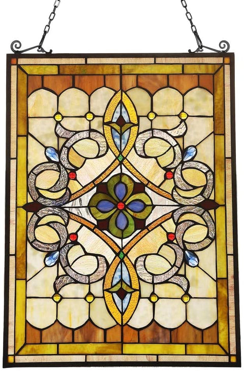 Oakestry Delilah Victorian Tiffany-Glass Window Panel 24&#34; Tall