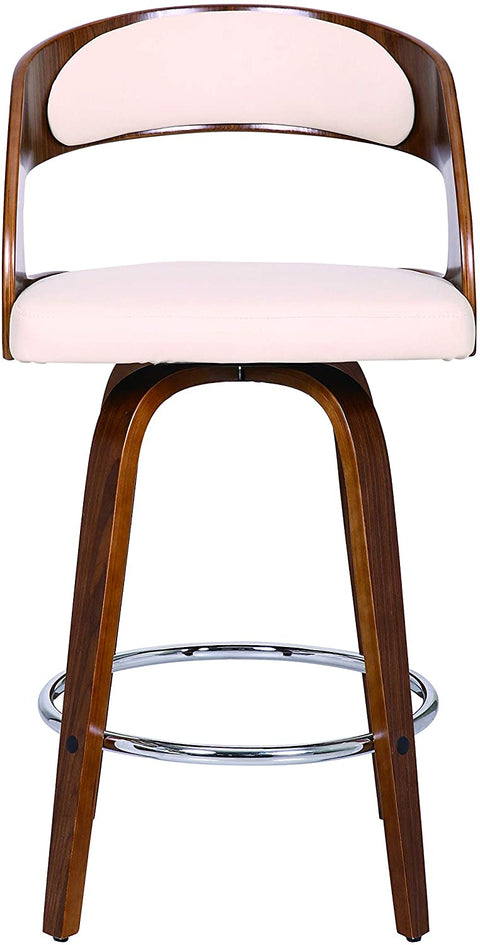 Oakestry Shelly Mid-Century Faux Leather Swivel Kitchen Barstool, 26&#34; Counter Height, Cream