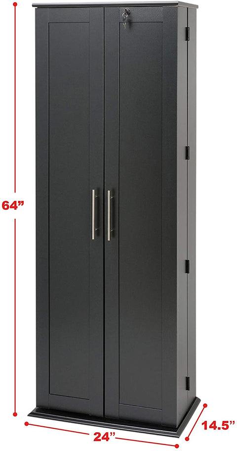 Oakestry Grande Locking Media Storage Cabinet with Shaker Doors Storage Cabinet, Black