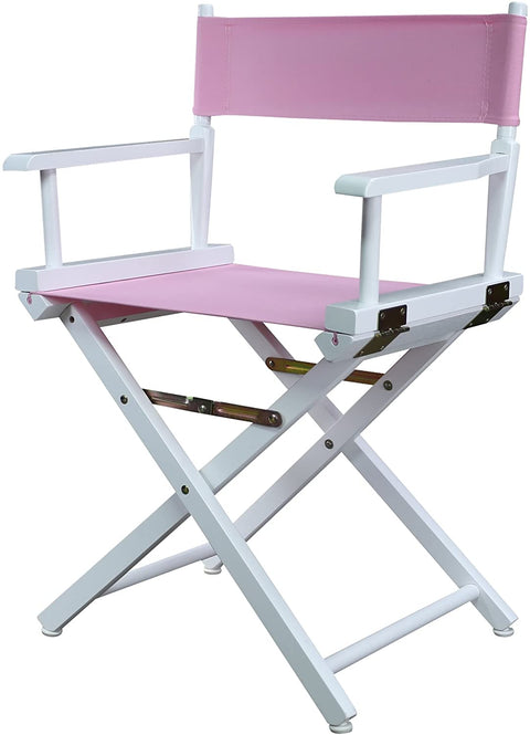 18 Directors Chair White Frame-Pink Canvas