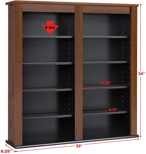 Oakestry Double Wall Mounted Storage Cabinet, Cherry and Black