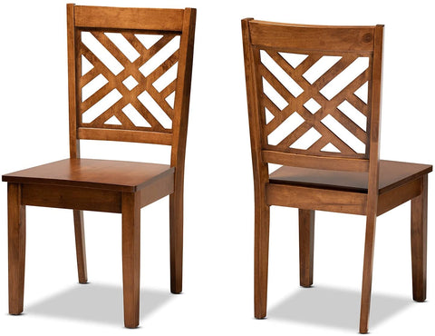 Oakestry Caron Modern and Contemporary Transitional Walnut Brown Finished Wood 2-Piece Dining Chair Set