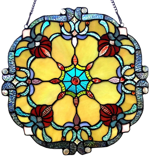 Oakestry Rosalie Victorian Tiffany-Glass Window Panel 18&#34; Wide