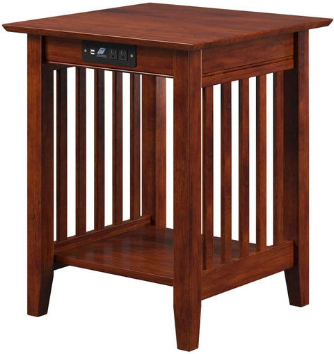 Oakestry Mission Printer Stand with Charging Station, Walnut