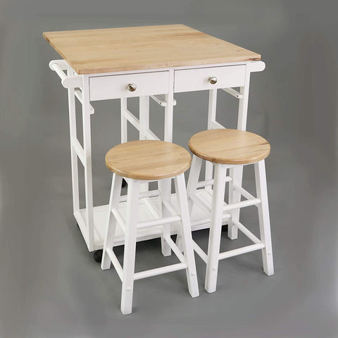 Oakestry Breakfast Cart with Drop-Leaf Table, White