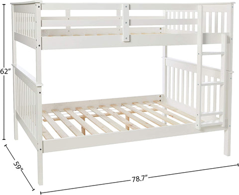 Oakestry Kids Mission Bunk Bed, Full/Full, White