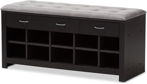 Oakestry 10 Cubby Upholstered Shoe Storage Bench in Gray