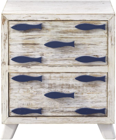 Coast to Coast Imports Schools-Out White Rub and Blue Two Drawer Chest