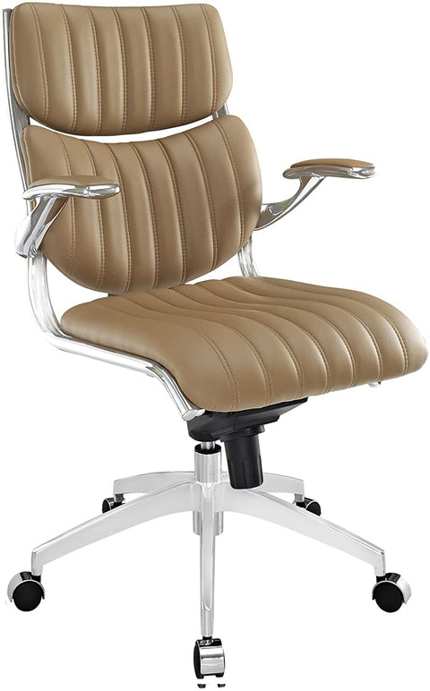 Oakestry Escape Ribbed Faux Leather Ergonomic Computer Desk Office Chair in Gray