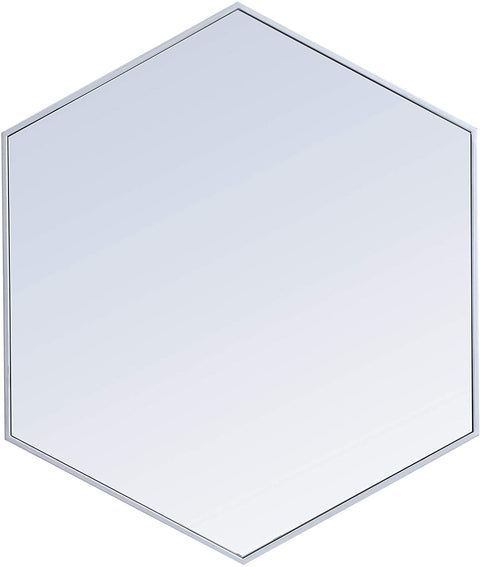 Oakestry Metal Frame Hexagon Mirror 38 inch in Silver