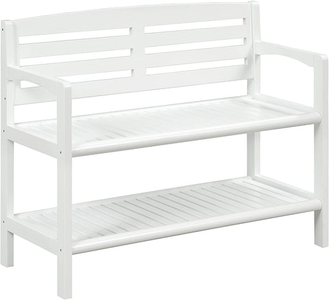 Oakestry Abingdon Solid Birch Wood Bench with Back, White
