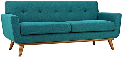 Oakestry Engage Mid-Century Modern Upholstered Fabric Loveseat in Teal