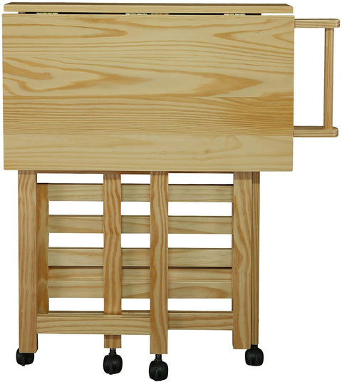 Oakestry Trek Folding Natural Kitchen Cart, 27&#34; W