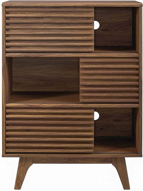 Oakestry Render Three-Tier Display Storage Cabinet Stand, Walnut