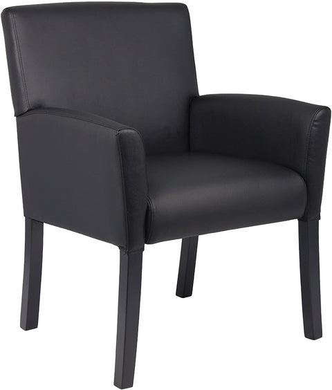 Oakestry Executive Box Arm Chair with Mahogany Finish in Black