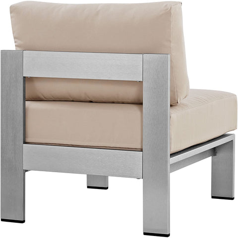 Oakestry Shore Aluminum Outdoor Patio Armless Chair in Silver Beige