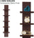 Oakestry 5 Tier Wall Shelf Unit Narrow, Dark Brown Walnut Finish - Vertical Column Shelf, Floating Storage, Home Decor Organizer, Tall Tower Design, Utility Shelving, Bedroom, Living Room