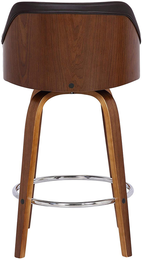 Oakestry Alec Faux Leather Swivel Barstool, 26&#34; Counter Height, Brown