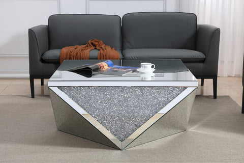 Living District Elegant Decor MF92005 Modern Crystal Coffee Table, Clear Mirror