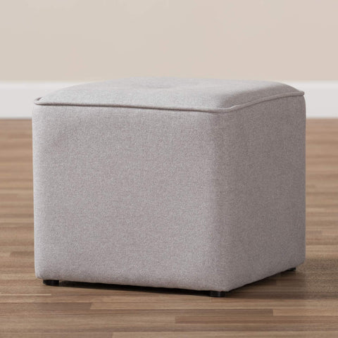 Oakestry Corinne Modern and Contemporary Light Grey Fabric Upholstered Ottoman/Contemporary/Grey/Fabric Dacron 100%&#34;/Eucalyptus Wood/HDF/Foam