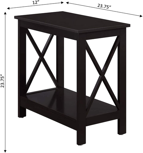 Oakestry Oxford Chairside End Table with Shelf, Espresso