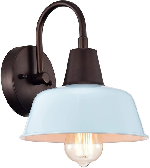 Oakestry CH2D701LB09-WS1 Ironclad Industrial 1 Light Indoor Wall Sconce 9&#34; Wide, Light Blue