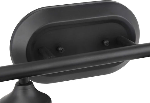 Oakestry 2-Light Vanity Light in Matte Black Finish with Frosted White Glass Shades