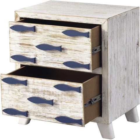 Coast to Coast Imports Schools-Out White Rub and Blue Two Drawer Chest