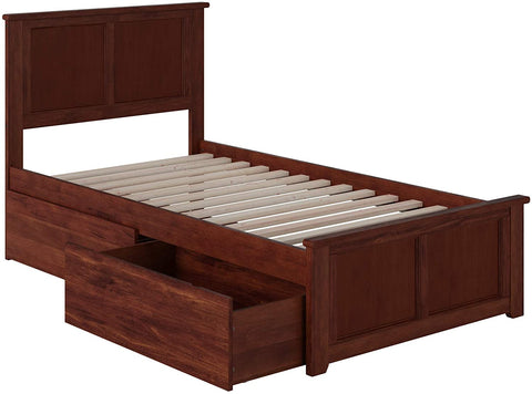 Oakestry Madison Platform Matching Foot Board and 2 Urban Bed Drawers, Twin XL, Walnut