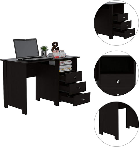 Oakestry Black Modern Engineered Wood Bianco Computer Desk