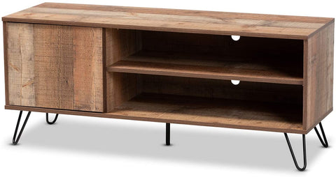 Oakestry Iver Modern and Contemporary Rustic Oak Finished 1-Door Wood TV Stand