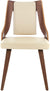Oakestry Aniston Faux Leather Wood Dining Chairs-Set of 2, Cream/Walnut