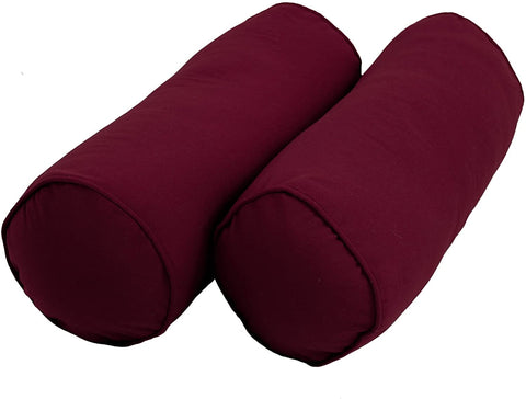 Oakestry Corded Microsuede Bolster Pillows (Set of 2), 20&#34; x 8&#34;, Burgundy, 2 Count