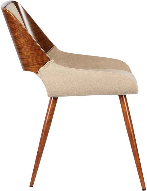 Oakestry Panda Dining Chair in Brown Fabric and Walnut Wood Finish